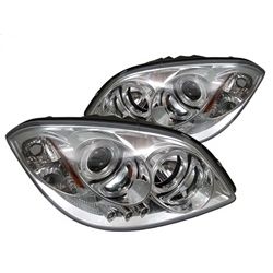 ( Spyder ) - Projector Headlights - LED Halo - LED ( Replaceable LEDs ) - Chrome - High H1 (Included) - Low H1 (Included)