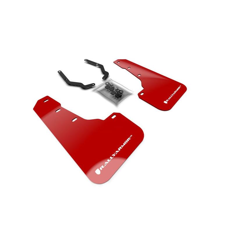 Rally Armor MF46-FTLT-RD/WH - 2018-2019 Subaru Crosstrek Limited Premium Sport - Red Mud Flap/White Logo