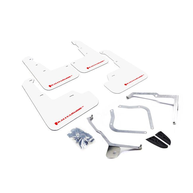 Rally Armor MF32-UR-WH/RD - 2015-2019 Subaru WRX Sedan / 2015-2019 Subaru STI Sedan - White/Red Logo