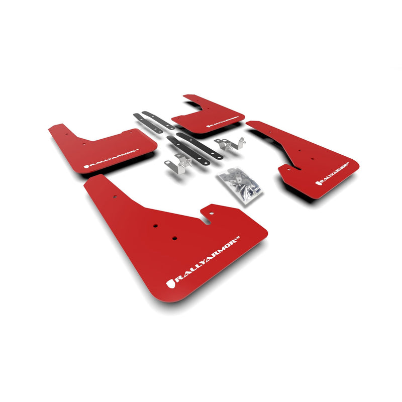 Rally Armor MF67-UR-RD/WH 2019-2020 Toyota Corolla Hatchback Red Mud Flap/White Logo