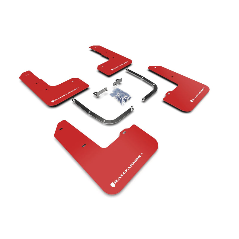 Rally Armor MF57-UR-RD/WH - 2019+ Hyundai Veloster Veloster N - Red Mud Flap/White Logo