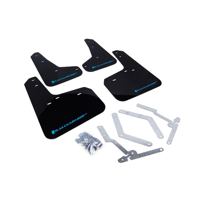 Rally Armor MF27-UR-BLK/NB - 2013-2019 Ford Focus SE Titanium ST RS - Black Mud Flap/Light Blue Logo