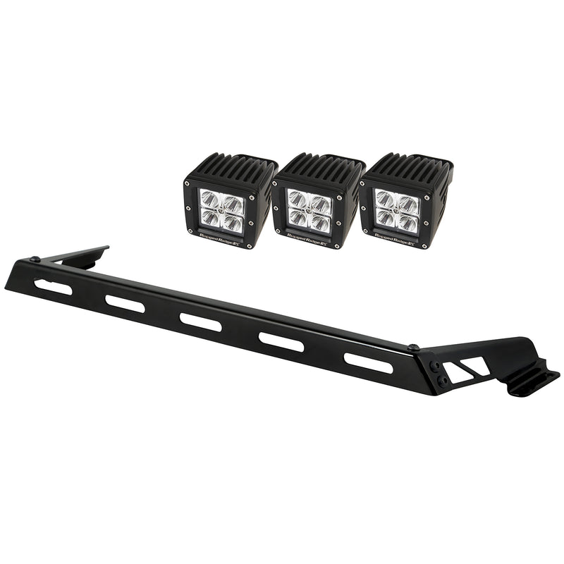 Hood Light Bar Kit 3 Cube LED Lights; 07-16 Jeep Wrangler JK
