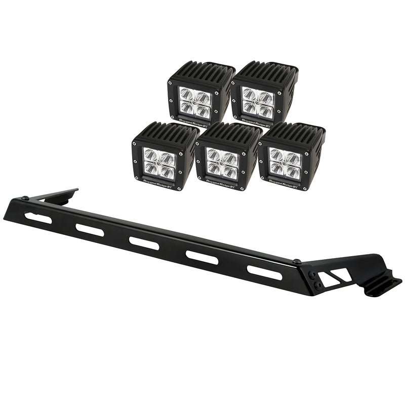 Hood Light Bar Kit 5 Cube LED Lights; 07-16 Jeep Wrangler JK
