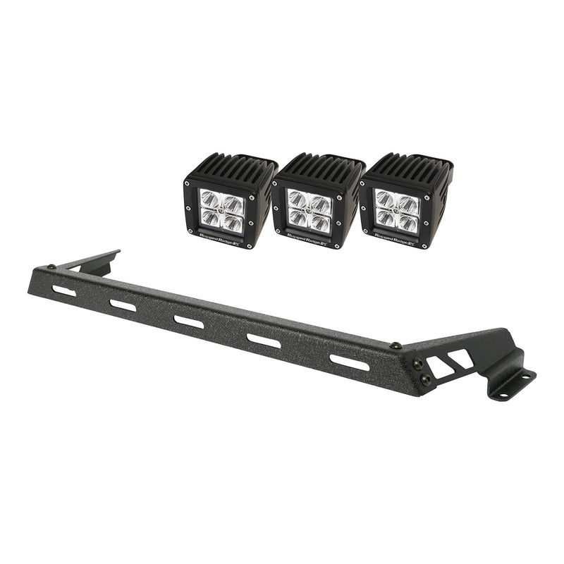Hood Light Bar Kit Textured Black 3 Square LEDs; 07-16 Jeep Wrangler