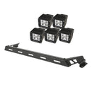 Hood Light Bar Kit Textured Black 5 Square LEDs; 07-16 Jeep Wrangler
