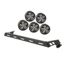 Hood Light Bar Kit Textured Black 5 Round LEDs; 07-16 Jeep Wrangler