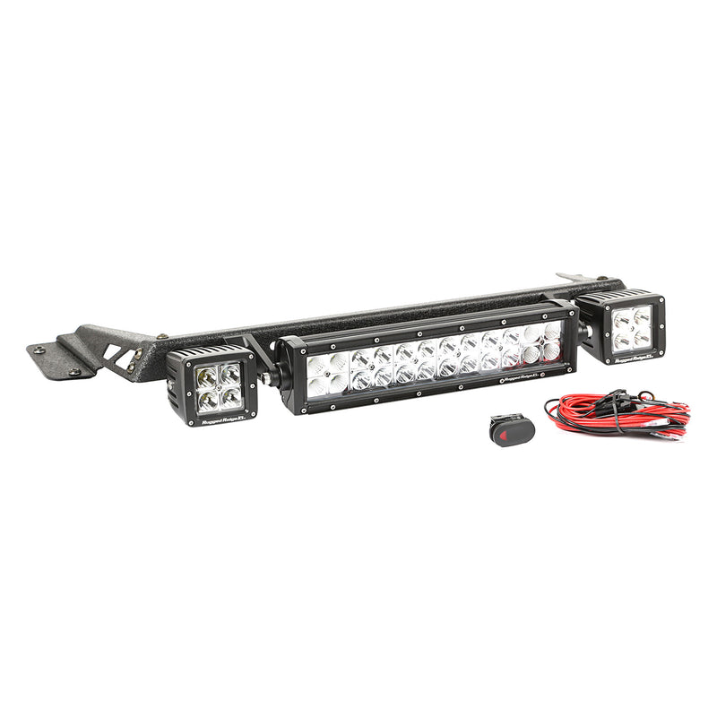 Hood Light Bar Kit Black 2x3 inch Cube/13.5 inch LED; 97-06 Jeep Wrangler
