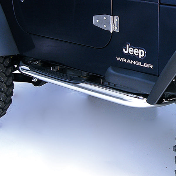 Round Tube Side Steps 3 Inch Stainless Steel; 97-06 Jeep Wrangler TJ