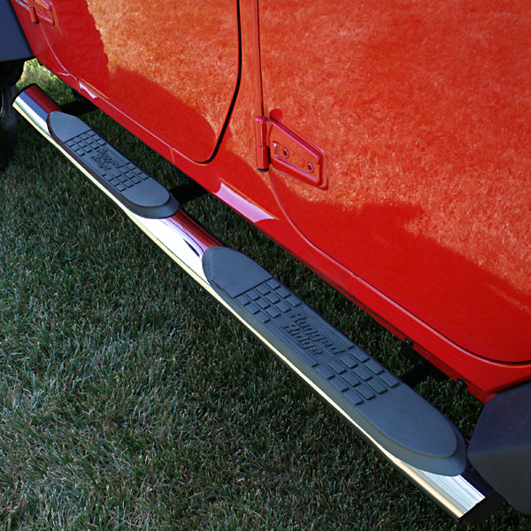 4 1/4 Inch Oval Side Steps Stainless Steel; 07-16 Jeep Wrangler JK