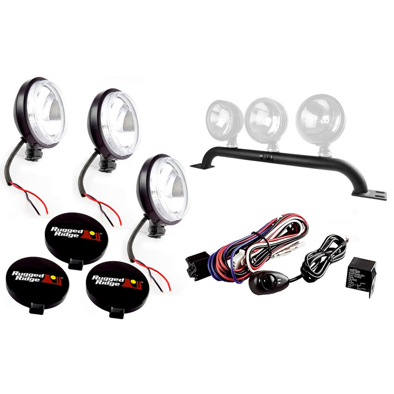 5 Inch Round Front Bumper Light Bar Kit; 97-06 Jeep Wrangler TJ