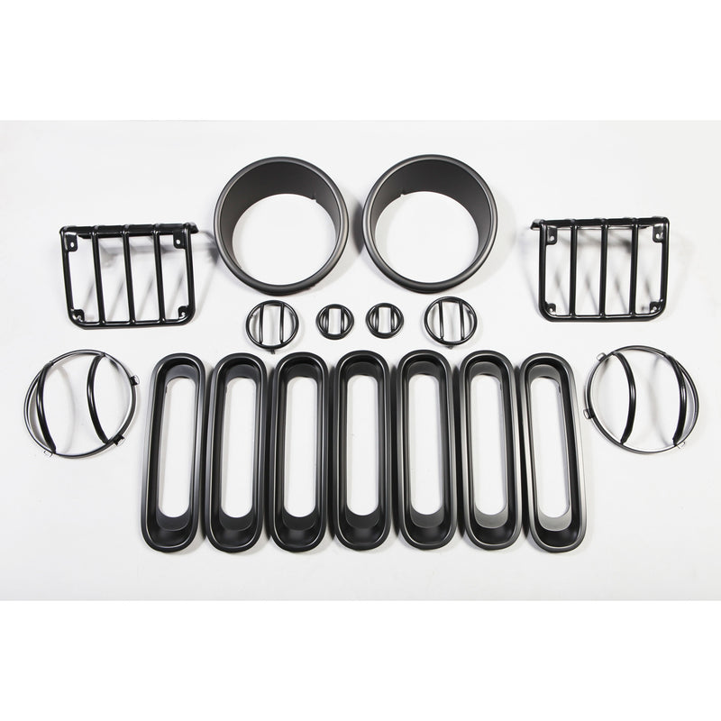 17 Piece Euro Guard Light Kit Black; 07-16 Jeep Wrangler JK