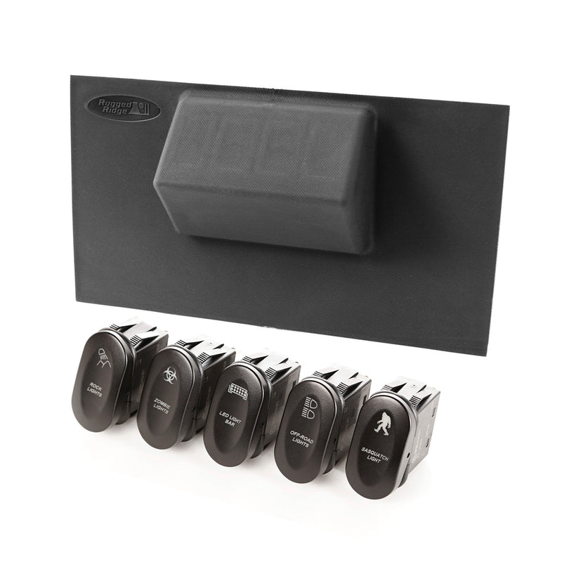 Switch Panel Kit Lower 4 Etched Switches; 07-10 Jeep Wrangler JK