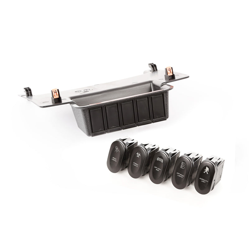 Switch Panel Kit; Lower 5 Etched Switches; 11-18 Jeep Wrangler JK