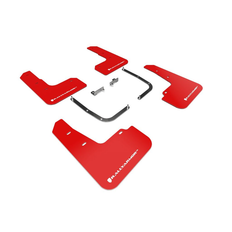 Rally Armor MF58-UR-RD/WH - 2019+ Hyundai Veloster Veloster Turbo 2.0 R-Spec - Red Mud Flap/White Logo