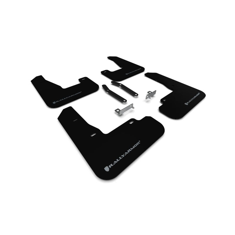 Rally Armor MF59-UR-BLK/SIL - 2019+ Hyundai Elantra Elantra GT N-line i30 N - Black Mud Flap/Silver Logo