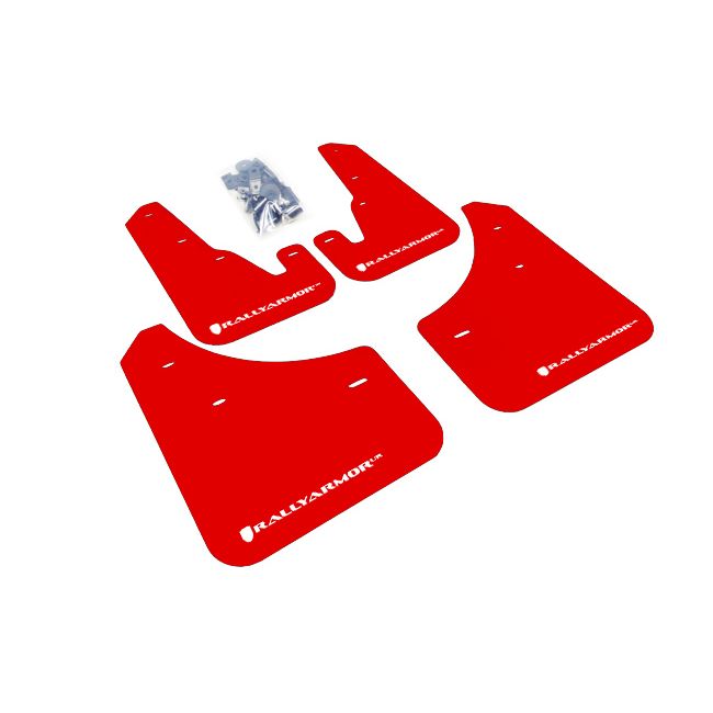 Rally Armor MF9-UR-RD/WH - 2004-2009 Mazda 3 I/Mazdaspeed/S - Red Mud Flap/White Logo