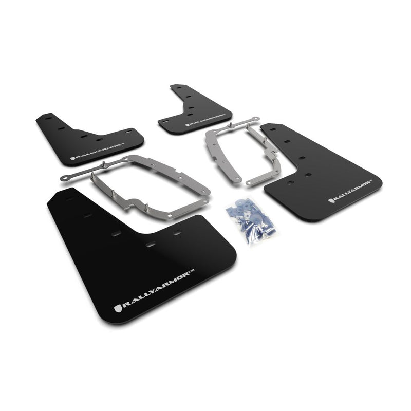 Rally Armor MF62-UR-BLK/WH - 2017+ Tesla 3 - Black Mud Flap/White Logo