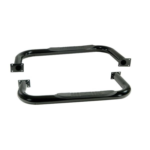 Round Tube Side Steps 3 Inch Black; 87-95 Jeep Wrangler YJ