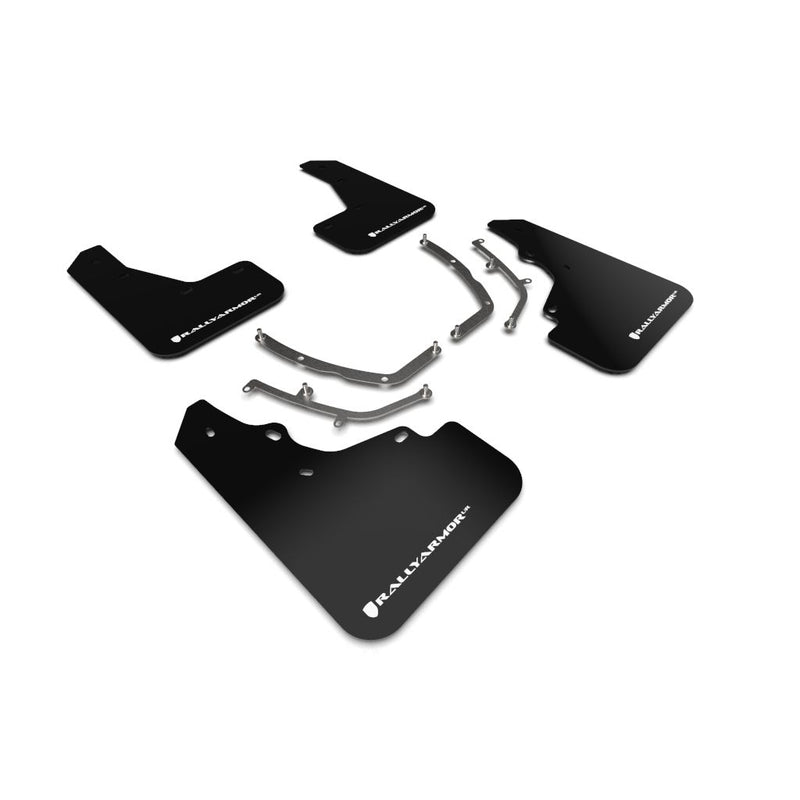 Rally Armor MF61-UR-BLK/WH - 2019+ Mazda 3 Hatchback - Black Mud Flap/White Logo