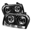 ( Spyder ) - Projector Headlights - LED Halo - LED ( Replaceable LEDs ) - Black - High H1 (Included) - Low 9006 (Not Included)