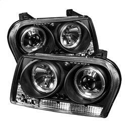 ( Spyder ) - Projector Headlights - LED Halo - LED ( Replaceable LEDs ) - Black - High H1 (Included) - Low 9006 (Not Included)