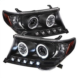 ( Spyder ) - Projector Headlights - LED Halo - LED ( Replaceable LEDs ) - Black - High H1 (Included) - Low H1 (Included)