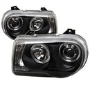 ( Spyder ) - Projector Headlights - LED Halo - LED ( Replaceable LEDs ) - Black - High H1 (Included) - Low 9006 (Not Included)