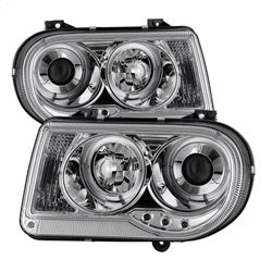 ( Spyder ) - Projector Headlights - LED Halo - LED ( Replaceable LEDs ) - Chrome - High H1 (Included) - Low 9006 (Not Included)