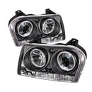 ( Spyder ) - Projector Headlights - LED Halo - LED ( Replaceable LEDs ) - Black - High H1 (Included) - Low 9006 (Not Included)