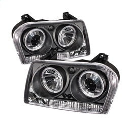 ( Spyder ) - Projector Headlights - LED Halo - LED ( Replaceable LEDs ) - Black - High H1 (Included) - Low 9006 (Not Included)