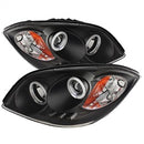 ( Spyder ) - Projector Headlights - CCFL Halo - LED ( Replaceable LEDs ) - Black - High H1 (Included) - Low H1 (Included)