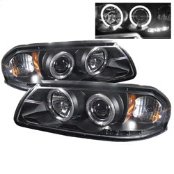 ( Spyder ) - Projector Headlights - LED Halo - LED ( Replaceable LEDs ) - Black - High H1 (Included) - Low H1 (Included)