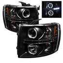 ( Spyder ) - Projector Headlights - LED Halo - LED ( Replaceable LEDs ) - Black - High H1 (Included) - Low H1 (Included)
