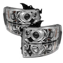 ( Spyder ) - Projector Headlights - LED Halo - LED ( Replaceable LEDs ) - Chrome - High H1 (Included) - Low H1 (Included)
