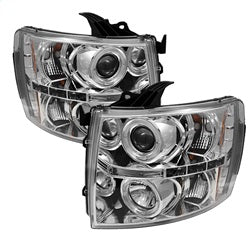 ( Spyder ) - Projector Headlights - LED Halo - LED ( Replaceable LEDs ) - Chrome - High H1 (Included) - Low H1 (Included)