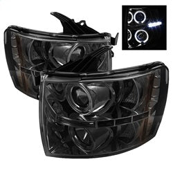 ( Spyder ) - Projector Headlights - LED Halo - LED ( Replaceable LEDs ) - Smoke - High H1 (Included) - Low H1 (Included)