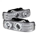 ( Spyder ) - Projector Headlights - CCFL Halo - LED ( Replaceable LEDs ) - Chrome - High 9005 (Not Included) - Low H1 (Included)