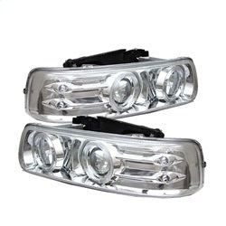 ( Spyder ) - Projector Headlights - LED Halo - LED ( Replaceable LEDs ) - Chrome - High 9005 (Not Included) - Low H1 (Included)