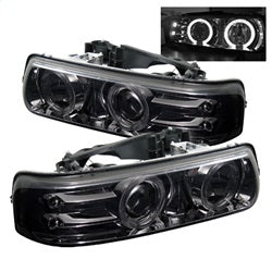 ( Spyder ) - Projector Headlights - LED Halo - LED ( Replaceable LEDs ) - Smoke - High 9005 (Not Included) - Low H1 (Included)