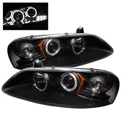 ( Spyder ) - Projector Headlights - LED Halo - LED ( Replaceable LEDs ) - Black - High H1 (Included) - Low H1 (Included)