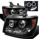 ( Spyder ) - Projector Headlights - LED Halo - LED ( Replaceable LEDs ) - Black - High H1 (Included) - Low H1 (Included)