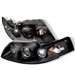 ( Spyder ) - Projector Headlights - LED Halo - Black - High H1 (Included) - Low H1 (Included)