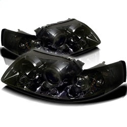 ( Spyder ) - Projector Headlights - LED Halo - Smoke - High H1 (Included) - Low H1 (Included)