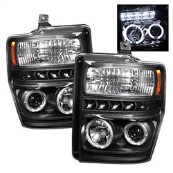 ( Spyder ) - Projector Headlights - LED Halo - LED ( Replaceable LEDs ) - Black - High H1 (Included) - Low H1 (Included)