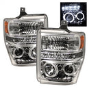 ( Spyder ) - Projector Headlights - LED Halo - LED ( Replaceable LEDs ) - Chrome - High H1 (Included) - Low H1 (Included)