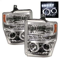 ( Spyder ) - Projector Headlights - LED Halo - LED ( Replaceable LEDs ) - Chrome - High H1 (Included) - Low H1 (Included)