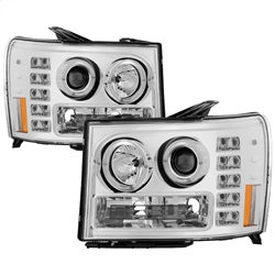 ( Spyder ) - Projector Headlights - LED Halo- LED ( Replaceable LEDs ) - Chrome - High H1 (Included) - Low H1 (Included)