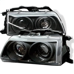 ( Spyder ) - Projector Headlights - LED Halo - Black - High H1 (Included) - Low H1 (Included)