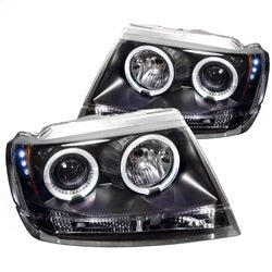 ( Spyder ) - Projector Headlights - LED Halo - LED ( Replaceable LEDs ) - Black - High 9005 (Not Included) - Low 9006 (Not Included)
